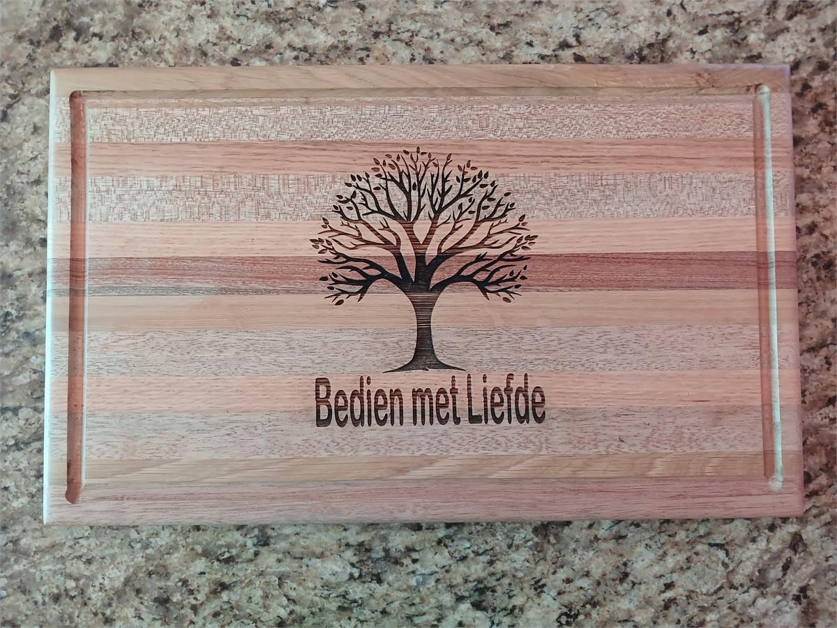 Engraved wooden serving board