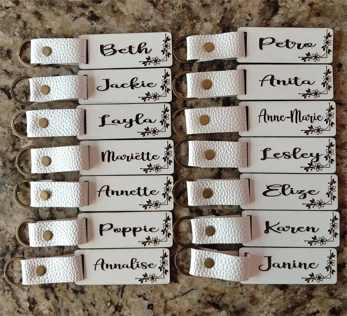 Personalised floral keyrings