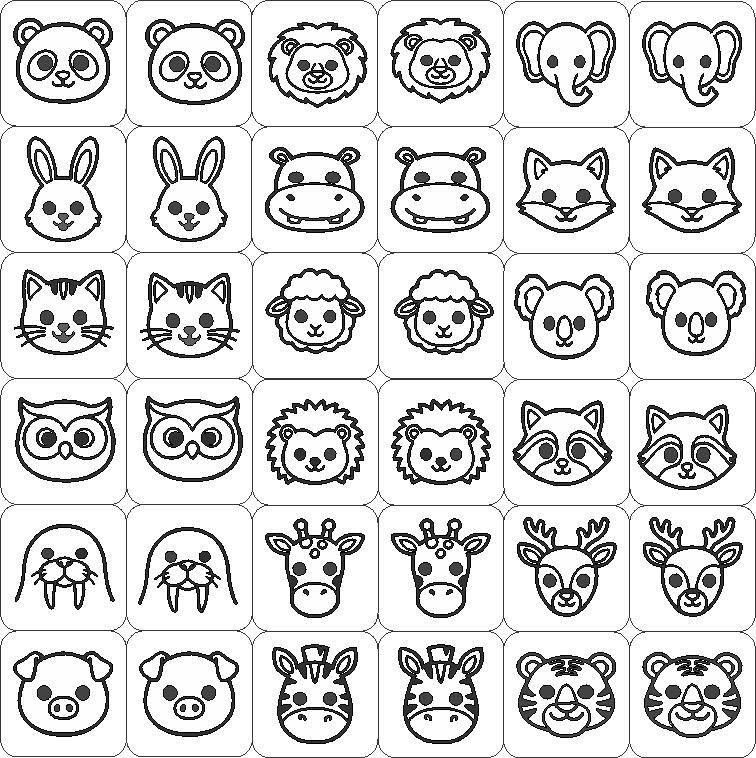 Animal faces memory set