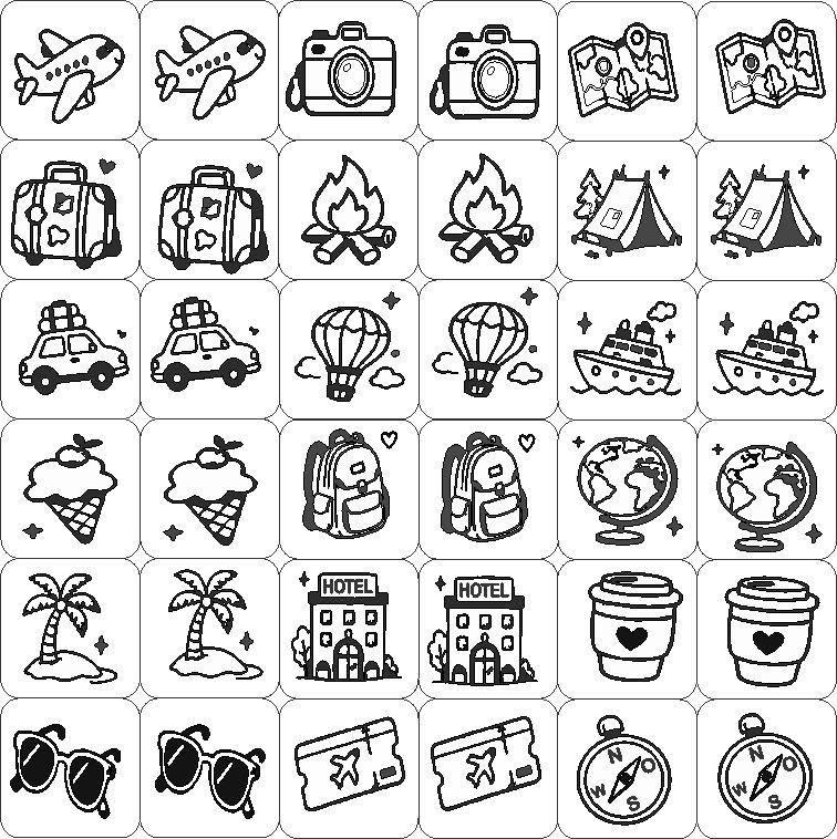 Travel memory game set